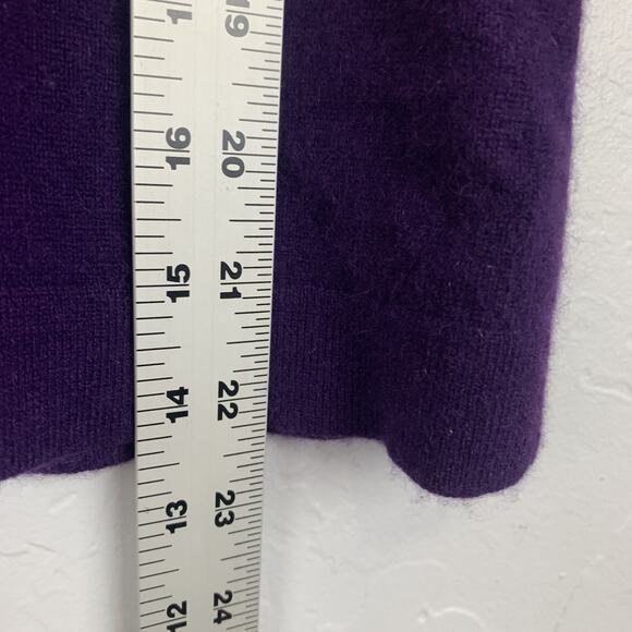 Neiman Marcus Cashmere Sweater Womens Large Purple Ruffle Collar Pullover Top - Picture 5 of 7